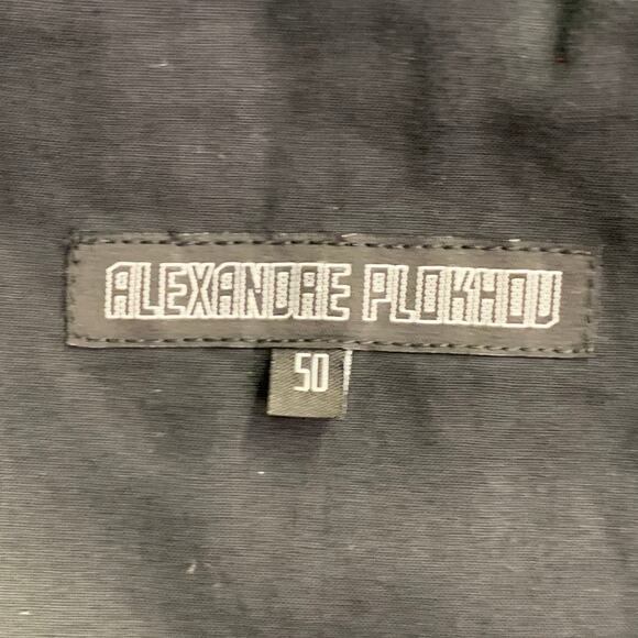 ALEXANDRE PLOKHOV Size 40 Black Cotton Linen Collarless Single Button Jacket - Picture 8 of 10